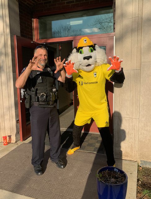 Officer Hiles with the Columbus Crew Cat